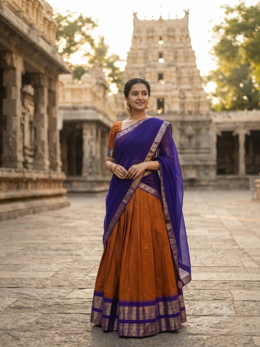 9 color Designer Kanchi Cotton Half Saree