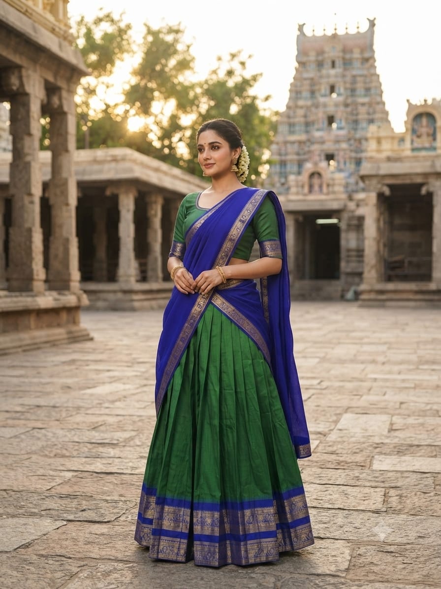 9 color Designer Kanchi Cotton Half Saree