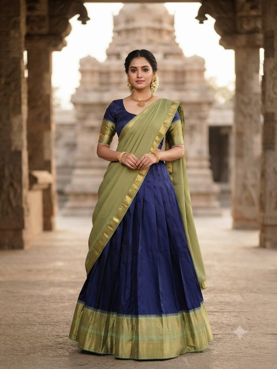 9 color Designer Kanchi Cotton Half Saree