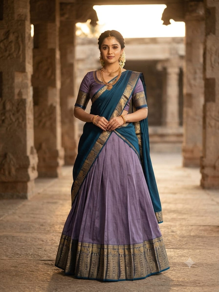 9 color Designer Kanchi Cotton Half Saree