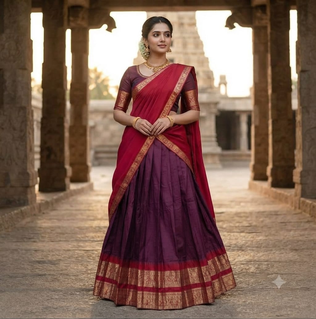 9 color Designer Kanchi Cotton Half Saree